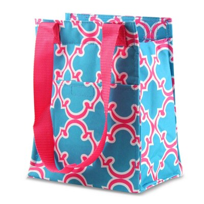 Zodaca Leak Resistant Reusable Insulated Lunch Tote Carry Storage Organizer Zip Cooler Bag - Blue Quatrefoil