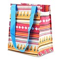 Zodaca Leak Resistant Reusable Insulated Lunch Tote Carry Storage Organizer Zip Cooler Bag - Aztec with Blue Trim