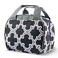 Zodaca Stylish Small Reusable Insulated Work School Lunch Tote Carry Storage Zipper Cooler Bag - Round Black Quatrefoil