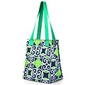Zodaca Fashion Women Handbag Insulated Lunch Tote Zipper Carry Bag for Travel Grocery Shopping - Navy/Green Swirl