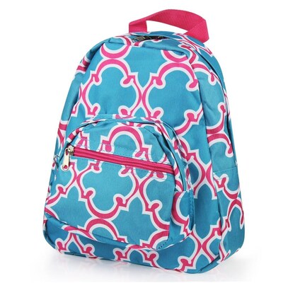 Zodaca Bright Stylish Kids Small Backpack Outdoor Shoulder School Zipper Bag Adjustable Strap - Blue Quatrefoil