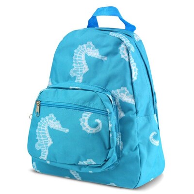Zodaca Bright Stylish Kids Small Backpack Outdoor Shoulder School Zipper Bag Adjustable Strap - Seahorse