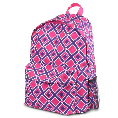 Zodaca Outdoor Large Backpack Padded Back Travel Hiking Camping Bag Adjustable Shoulder Strap - Times Square Pink