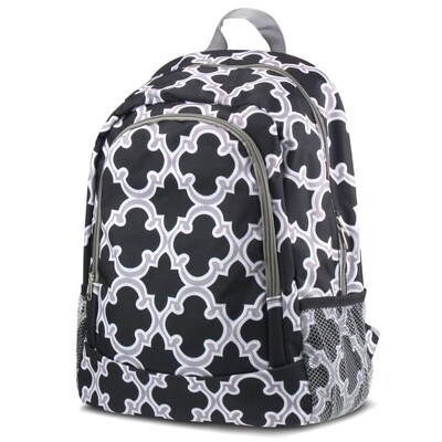 Zodaca Outdoor Camping Hiking Large Travel Sport Backpack Shoulder School Bag - Quatrefoil Black