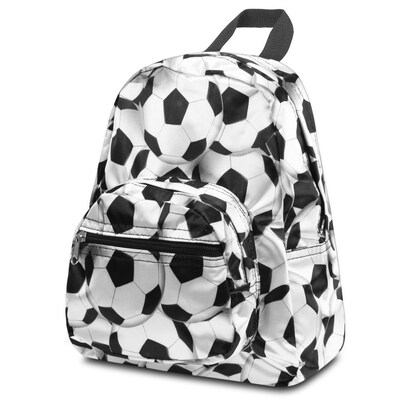 Zodaca Fashion Kids Backpack Schoolbag Small Bookbag Shoulder Children School Bag - White/Black Soccer