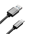 Insten 3.3ft USB Type-C Braided Leather Charging Data Sync Cable Type C Cord with Aluminum Alloy Connector - Black