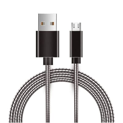 Insten Innovative Metal Snake Reliable Fast Data Charging Power Micro USB Cable with Aluminum Connectors - Gray