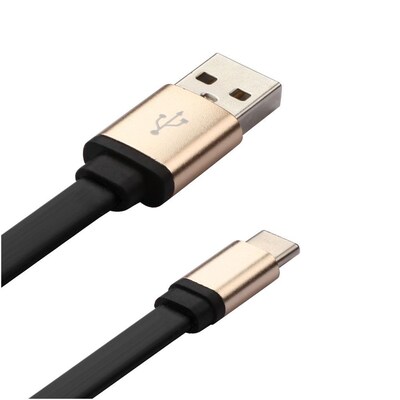 Insten 5ft Durable Tangle TPE USB Type C Noodle Charging Data Power Cable Flexible Cord - Black
