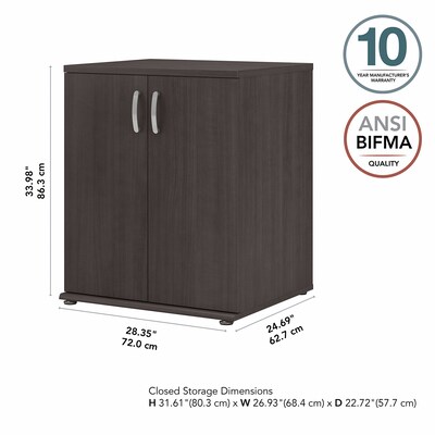 Bush Business Furniture Universal 34" Floor Storage Cabinet with 2 Shelves, Storm Gray (UNS128SG)