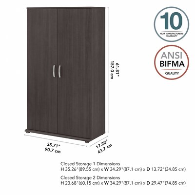 Bush Business Furniture Universal 62" Tall Storage Cabinet with Doors and 5 Shelves, Storm Gray (UNS136SGK)