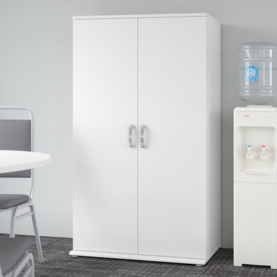Bush Business Furniture Universal 62" Tall Storage Cabinet with Doors and 5 Shelves, White (UNS136WHK)