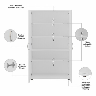 Bush Business Furniture Universal 62" Tall Storage Cabinet with Doors and 5 Shelves, White (UNS136WHK)