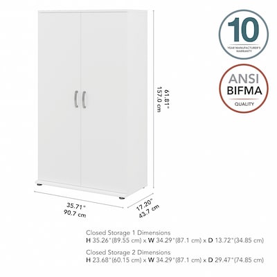 Bush Business Furniture Universal 62" Tall Storage Cabinet with Doors and 5 Shelves, White (UNS136WHK)