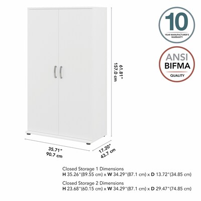 Bush Business Furniture Universal 62" Tall Storage Cabinet with Doors and 5 Shelves, White (UNS136WHK)