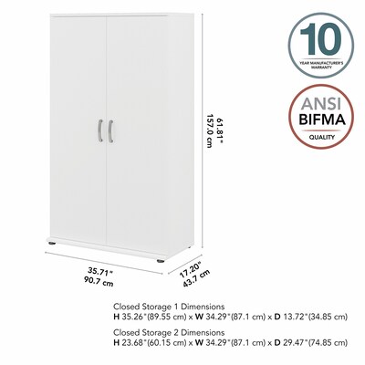 Bush Business Furniture Universal 62" Tall Storage Cabinet with Doors and 5 Shelves, White (UNS136WHK)