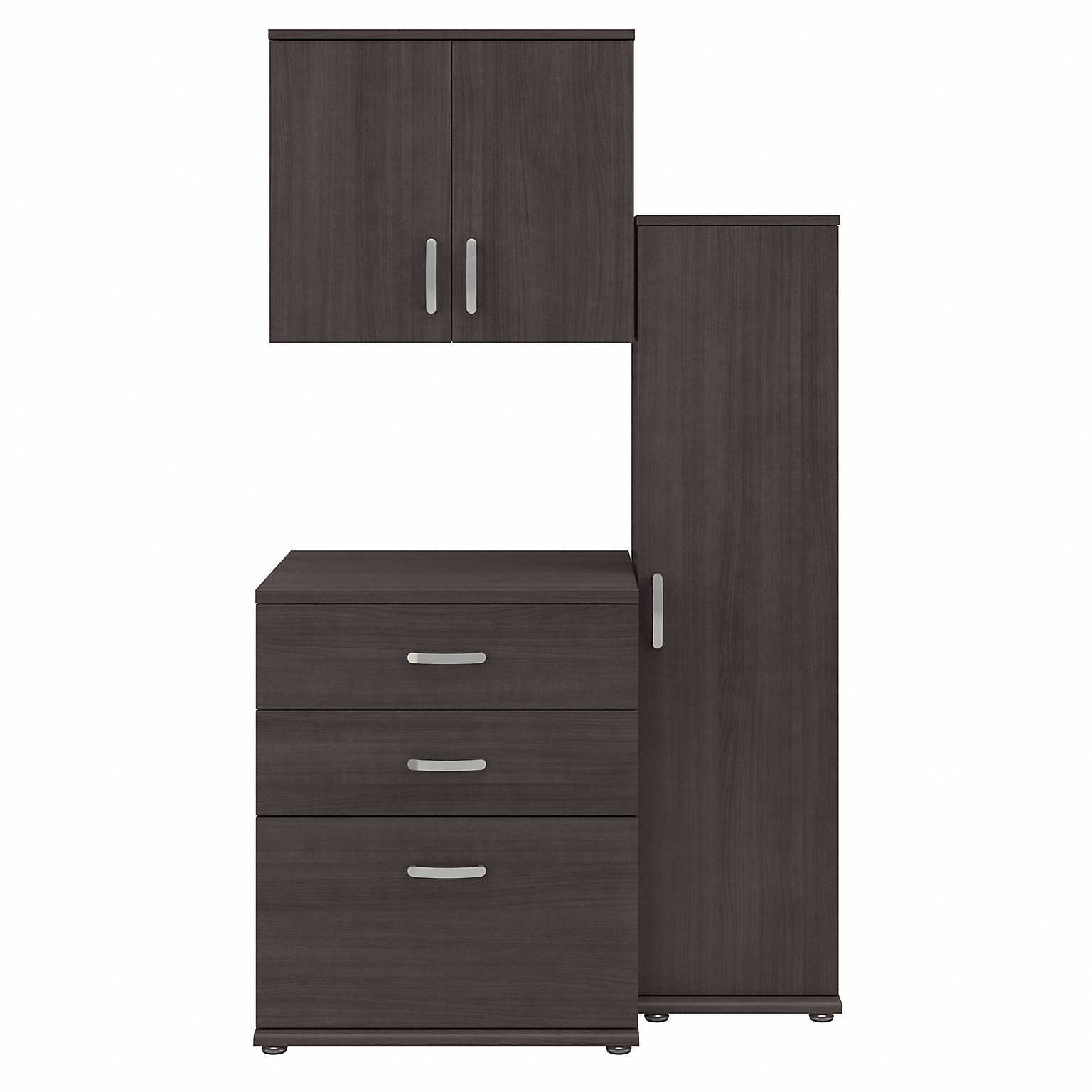 Bush Business Furniture Universal 62W 3-Piece Modular Storage Set with 5 Shelves, Storm Gray (UNS005SG)
