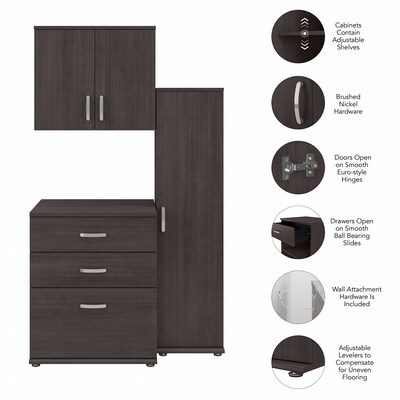 Bush Business Furniture Universal 62"W 3-Piece Modular Storage Set with 5 Shelves, Storm Gray (UNS005SG)
