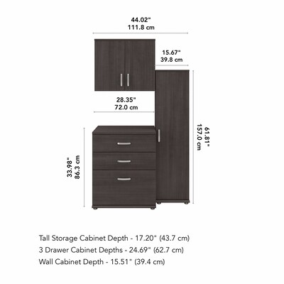 Bush Business Furniture Universal 62"W 3-Piece Modular Storage Set with 5 Shelves, Storm Gray (UNS005SG)