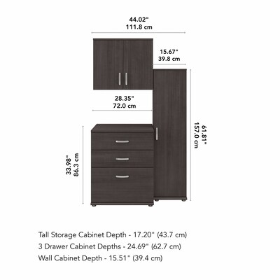 Bush Business Furniture Universal 62" 3-Piece Modular Storage Set with 5 Shelves, Storm Gray (UNS005SG)