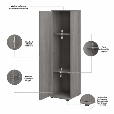 Bush Business Furniture Universal 62" Tall Narrow Storage Cabinet with Door and 3 Shelves, Platinum Gray (UNS116PG)