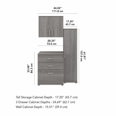 Bush Business Furniture Universal 62"W 3-Piece Modular Storage Set with 5 Shelves, Platinum Gray (UNS005PG)