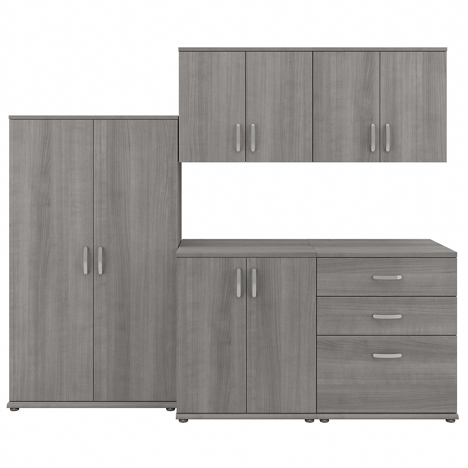Bush Business Furniture Universal 62 5-Piece Modular Storage Set with 11 Shelves, Platinum Gray (UNS003PG)