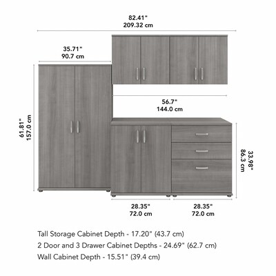 Bush Business Furniture Universal 62" 5-Piece Modular Storage Set with 11 Shelves, Platinum Gray (UNS003PG)