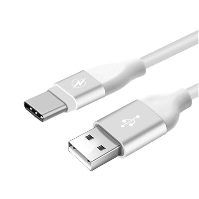 Insten 3FT USB Type C Gummy Fast Sync Data Transmission Charging Cable with Aluminum Connectors - White