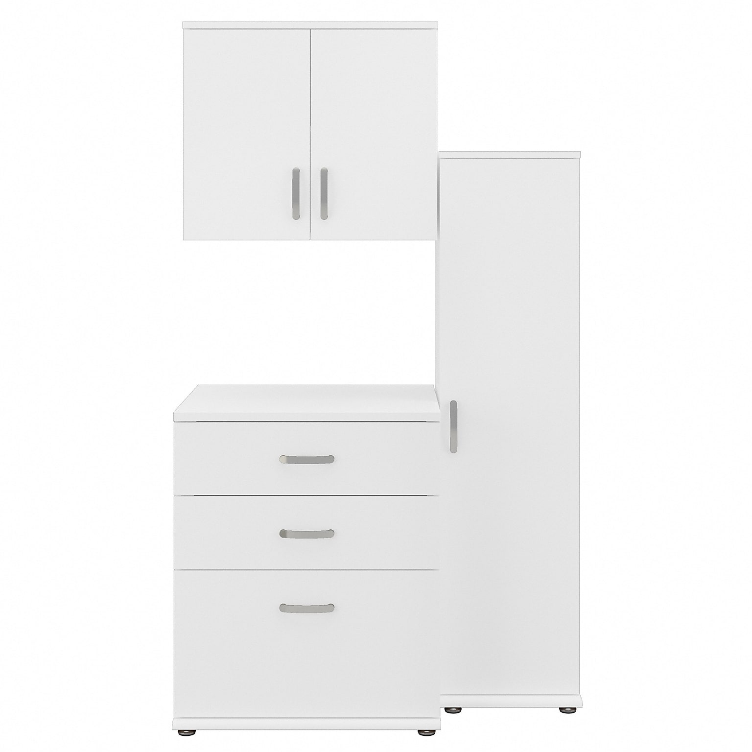 Bush Business Furniture Universal 62W 3-Piece Modular Storage Set with 5 Shelves, White (UNS005WH)