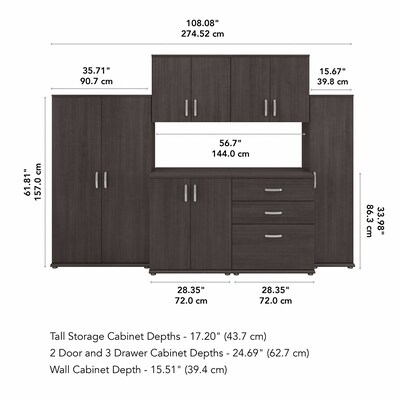 Bush Business Furniture Universal 62" 6-Piece Modular Storage Set with 14 Shelves, Storm Gray (UNS002SG)