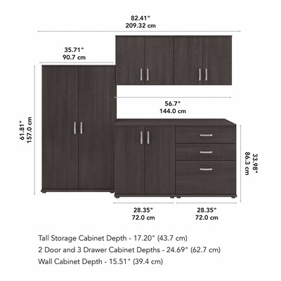 Bush Business Furniture Universal 62" 5-Piece Modular Storage Set with 11 Shelves, Storm Gray (UNS003SG)