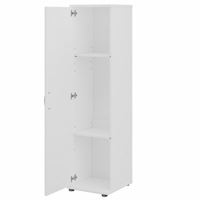 Bush Business Furniture Universal 62" Tall Narrow Storage Cabinet with Door and 3 Shelves, White (UNS116WH)