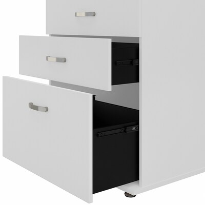 Bush Business Furniture Universal 34" Floor Storage Cabinet with 3 Drawers, White (UNS328WH)