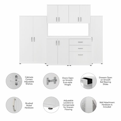 Bush Business Furniture Universal 62" 6-Piece Modular Storage Set with 14 Shelves, White (UNS002WH)