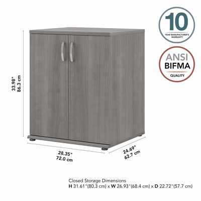 Bush Business Furniture 34" Floor Storage Cabinet with 2 Shelves, Platinum Gray (UNS128PG)