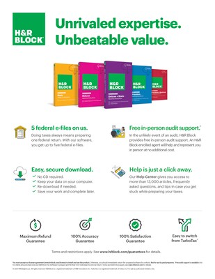 H&R Block Deluxe + State 2021 for 1 User, Windows, Download (1316800-21Staples)