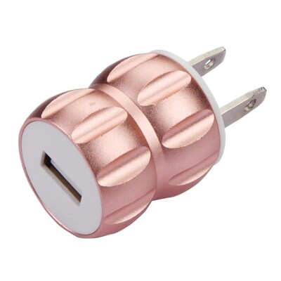 Insten Universal Metal Alloy USB Port Travel Wall AC Power Charger Adapter Plug Converter 1A - Rose Gold