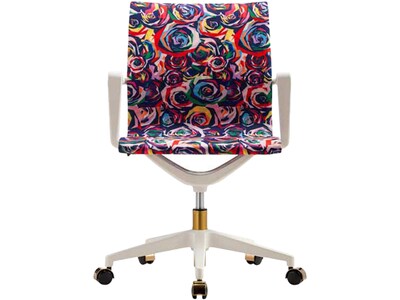 The Raynor Group Elizabeth Sutton Wynwood Fabric Swivel Task Chair, Multi Rose White Gold (K-ESWY-WHT-ROSE-GLD)