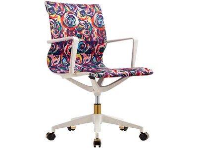 The Raynor Group Elizabeth Sutton Wynwood Fabric Swivel Task Chair, Multi Rose White Gold (K-ESWY-WHT-ROSE-GLD)