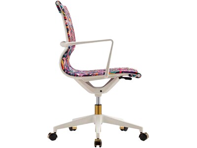 The Raynor Group Elizabeth Sutton Wynwood Fabric Swivel Task Chair, Multi Rose White Gold (K-ESWY-WHT-ROSE-GLD)