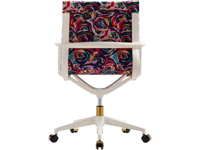 The Raynor Group Elizabeth Sutton Wynwood Fabric Swivel Task Chair, Multi Rose White Gold (K-ESWY-WHT-ROSE-GLD)