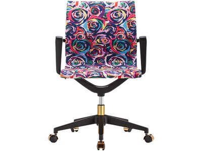 The Raynor Group Elizabeth Sutton Wynwood Fabric Swivel Task Chair, Multi Rose Black Gold (K-ESWY-BLK-ROSE-GLD)