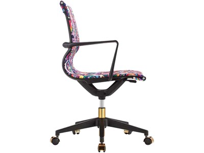 The Raynor Group Elizabeth Sutton Wynwood Fabric Swivel Task Chair, Multi Rose Black Gold (K-ESWY-BLK-ROSE-GLD)