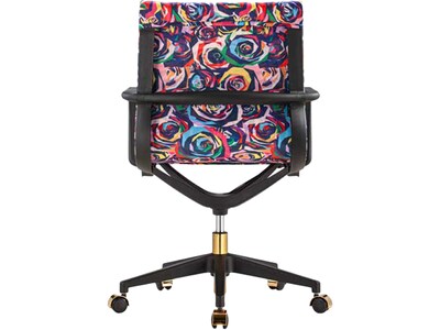 The Raynor Group Elizabeth Sutton Wynwood Fabric Swivel Task Chair, Multi Rose Black Gold (K-ESWY-BLK-ROSE-GLD)