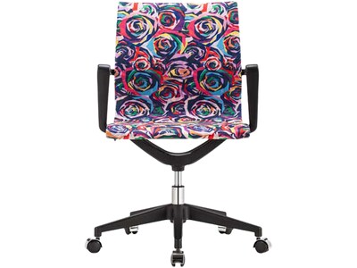 The Raynor Group Elizabeth Sutton Wynwood Fabric Swivel Task Chair, Multi Rose Black Silver (K-ESWY-BLK-ROSE-SIL)