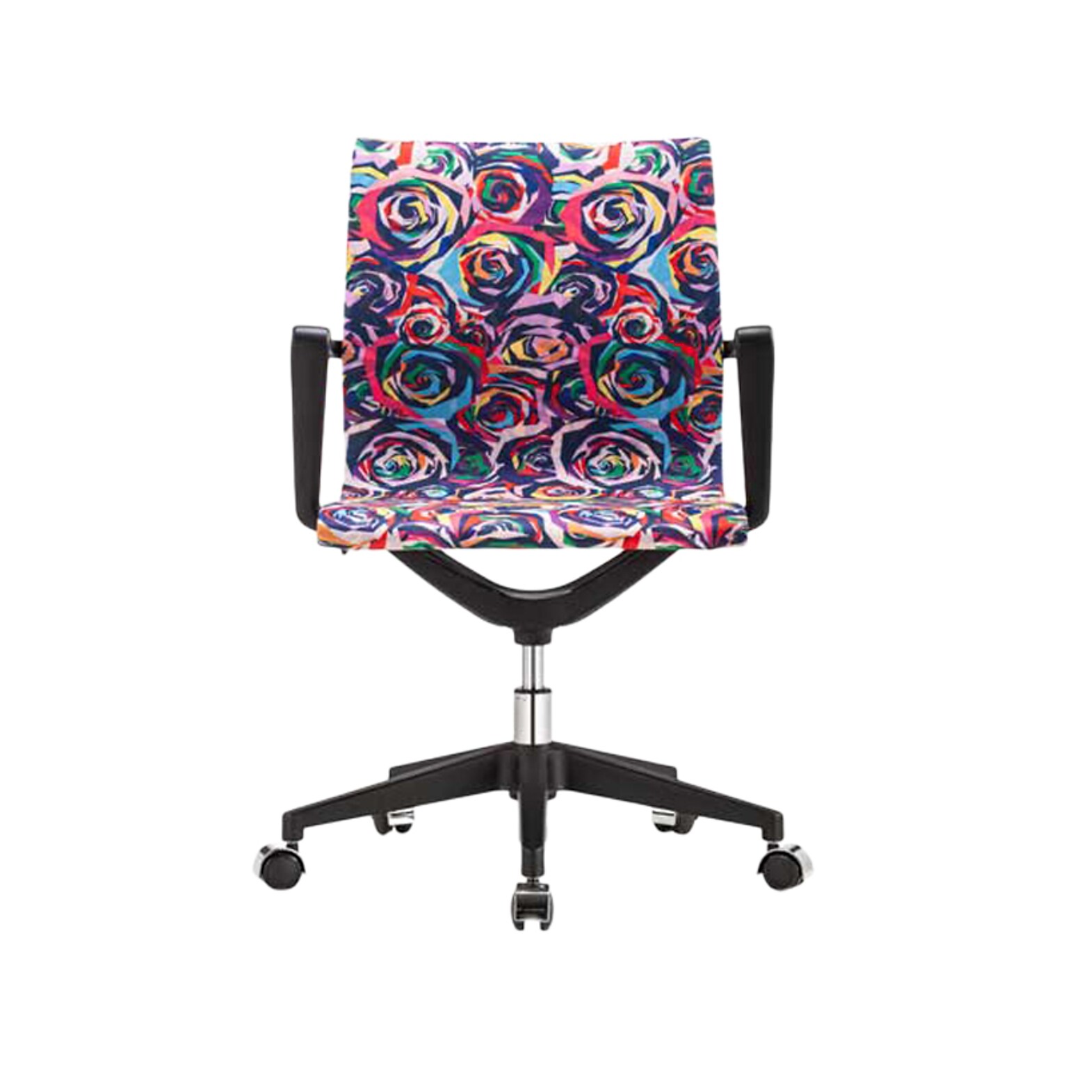 The Raynor Group Elizabeth Sutton Wynwood Fabric Swivel Task Chair, Multi Rose Black Silver (K-ESWY-BLK-ROSE-SIL)