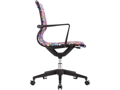 The Raynor Group Elizabeth Sutton Wynwood Fabric Swivel Task Chair, Multi Rose Black Silver (K-ESWY-BLK-ROSE-SIL)