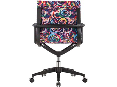 The Raynor Group Elizabeth Sutton Wynwood Fabric Swivel Task Chair, Multi Rose Black Silver (K-ESWY-BLK-ROSE-SIL)