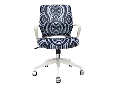 The Raynor Group Elizabeth Sutton Gramercy Fabric Swivel Task Chair, White Grayscale Echo Silver (K-