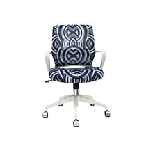 The Raynor Group Elizabeth Sutton Gramercy Fabric Swivel Task Chair, White Grayscale Echo Silver (K-